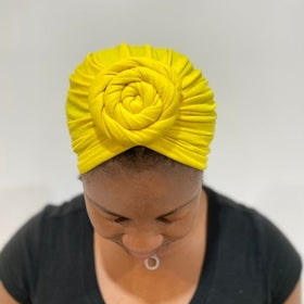 Yellow Pre-tied Non-Satin Turban