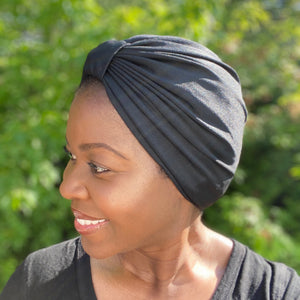 Black Satin Sleep Cap: Simple Knot