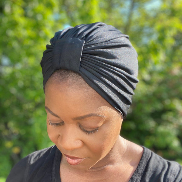 Black Satin Sleep Cap: Simple Knot