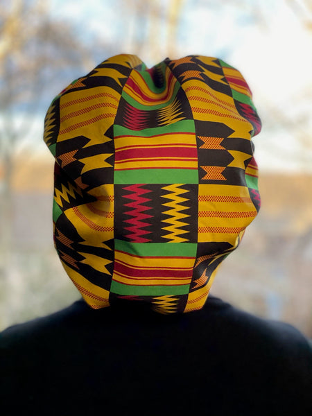 Yellow Ankara Satin-Lined Headwrap