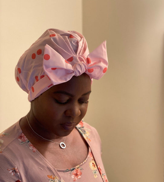 Pink & Red Polka Dot Shower Cap