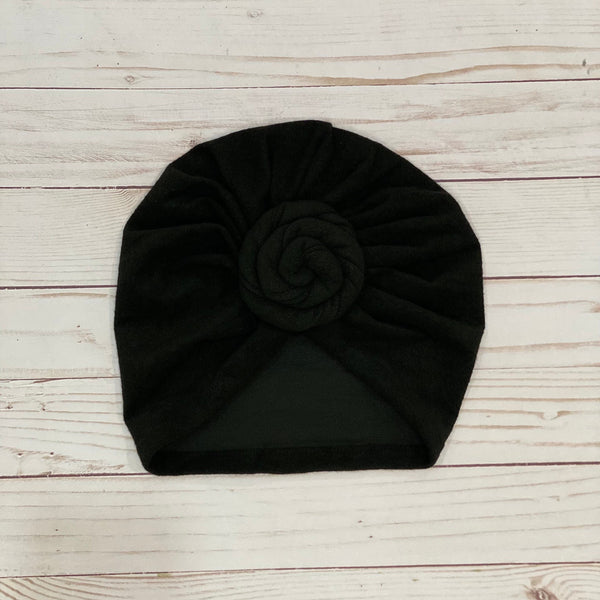 Black Pre-tied Non-Satin Turban