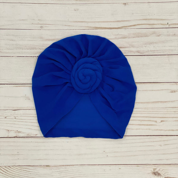 Blue Pre-Tied Non-Satin Turban