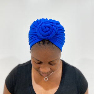 Blue Pre-Tied Non-Satin Turban