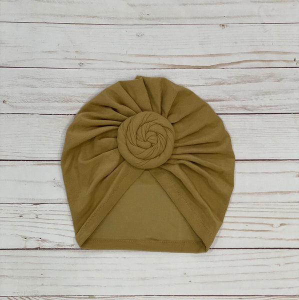 Beige Pre-Tied Non-Satin Turban