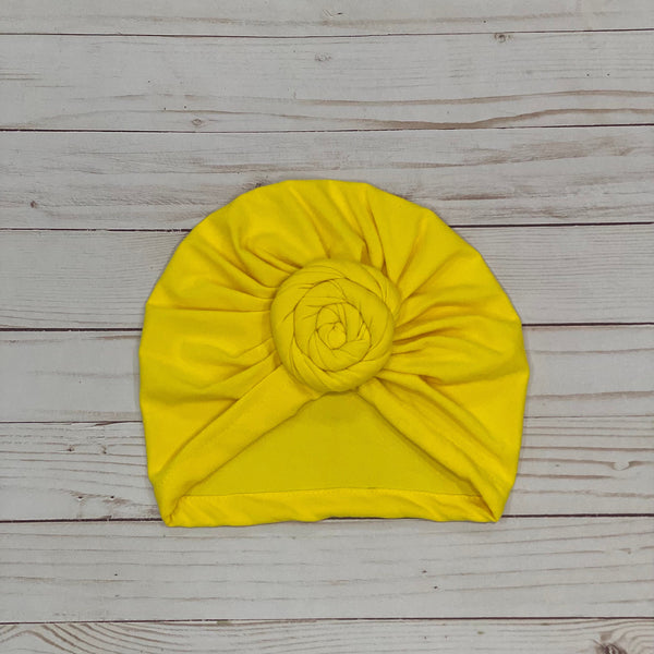 Yellow Pre-tied Non-Satin Turban